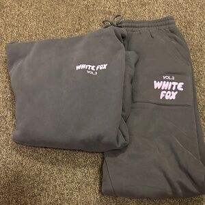 Worn once brand new condition white fox set